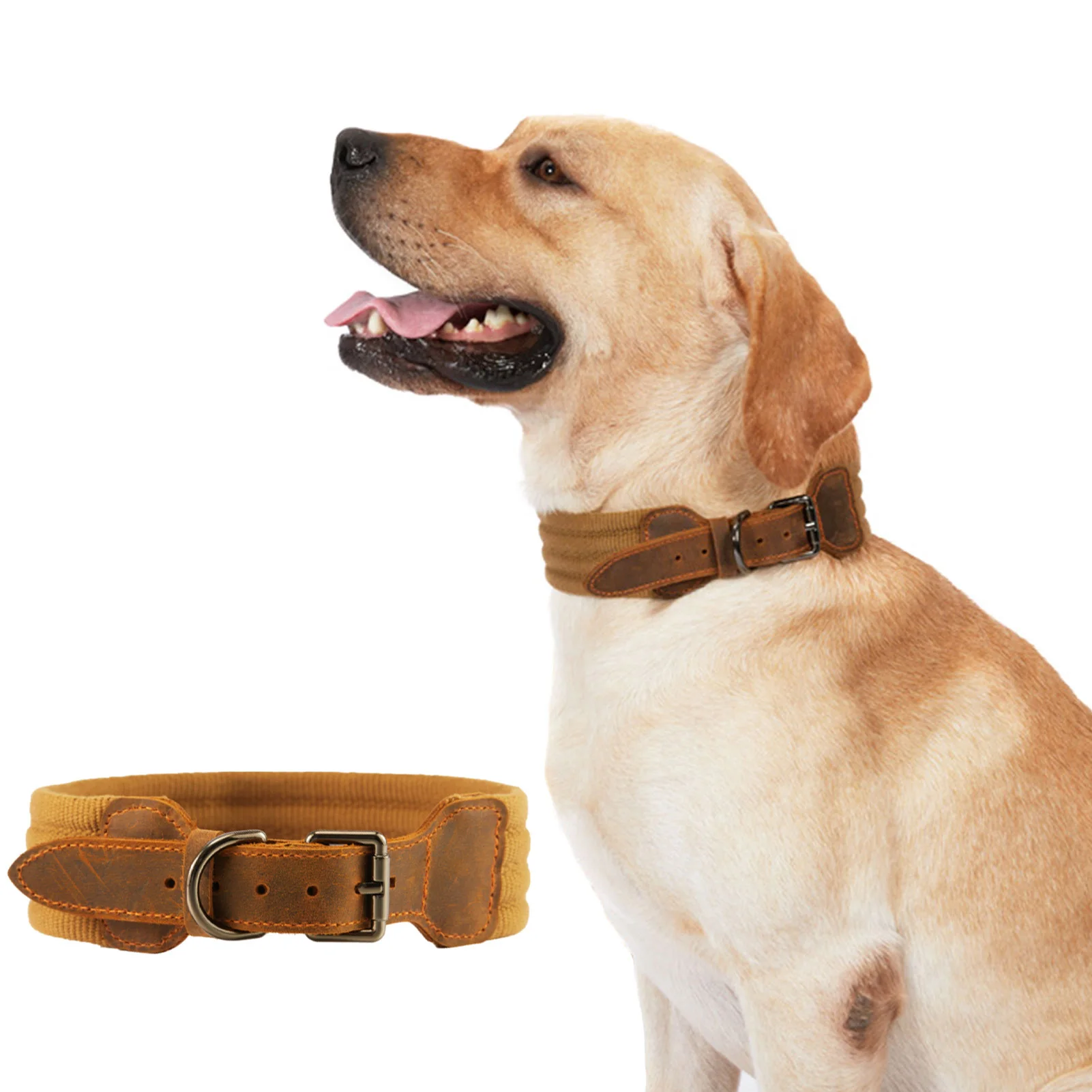 

Кожаный ошейник для собак, классический регулируемый, сверхмощный, с металлической пряжкой, подходит для дрессировки, ходьбы и дрессировки