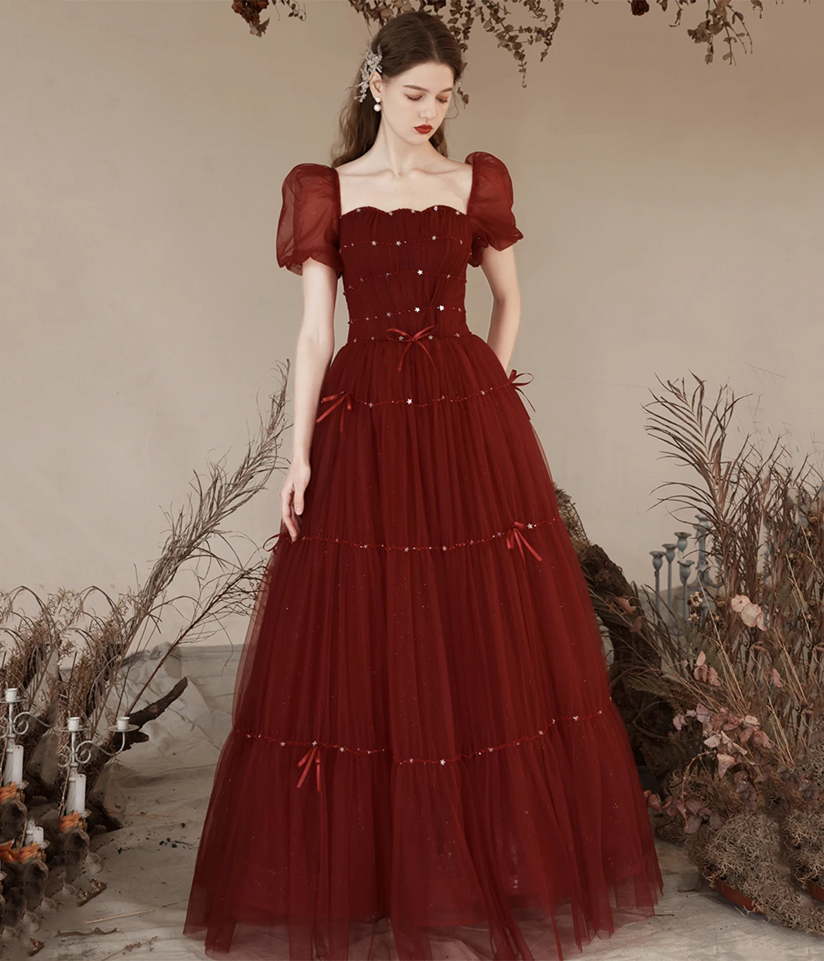 

17095#IENA Red Luxury Prom Dresses Sexy Short Sleeve Applique Sequins Long Wedding Formal Party Bridesmaid Gowns Plus Size ODE