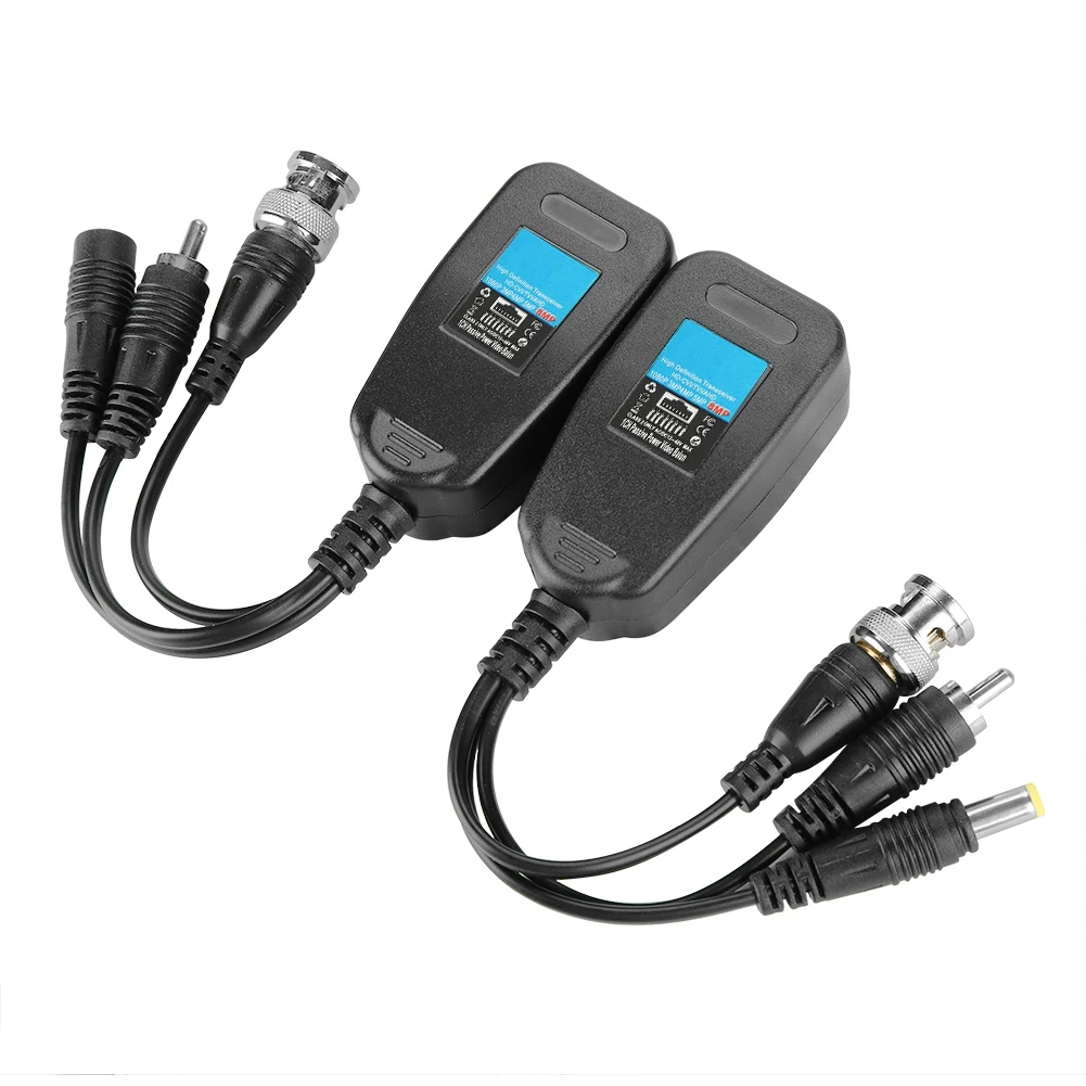 

2Pcs HD CVI TVI AHD Passive Power Video Audio Balun Transceiver Home Surveillance Accessory