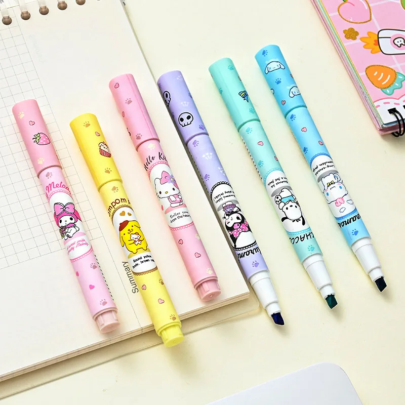 

Маркеры милые Hellokittys Kuromi Cinnamoroll Mymelody, 6 шт.