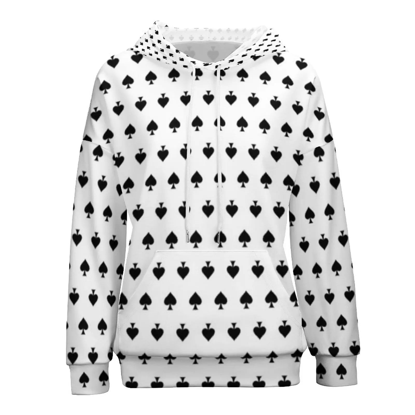 

Playing Poker Hoodies Spades Card Suits Cute Hoodie Female Long Sleeve Oversize Classic Print Clothing