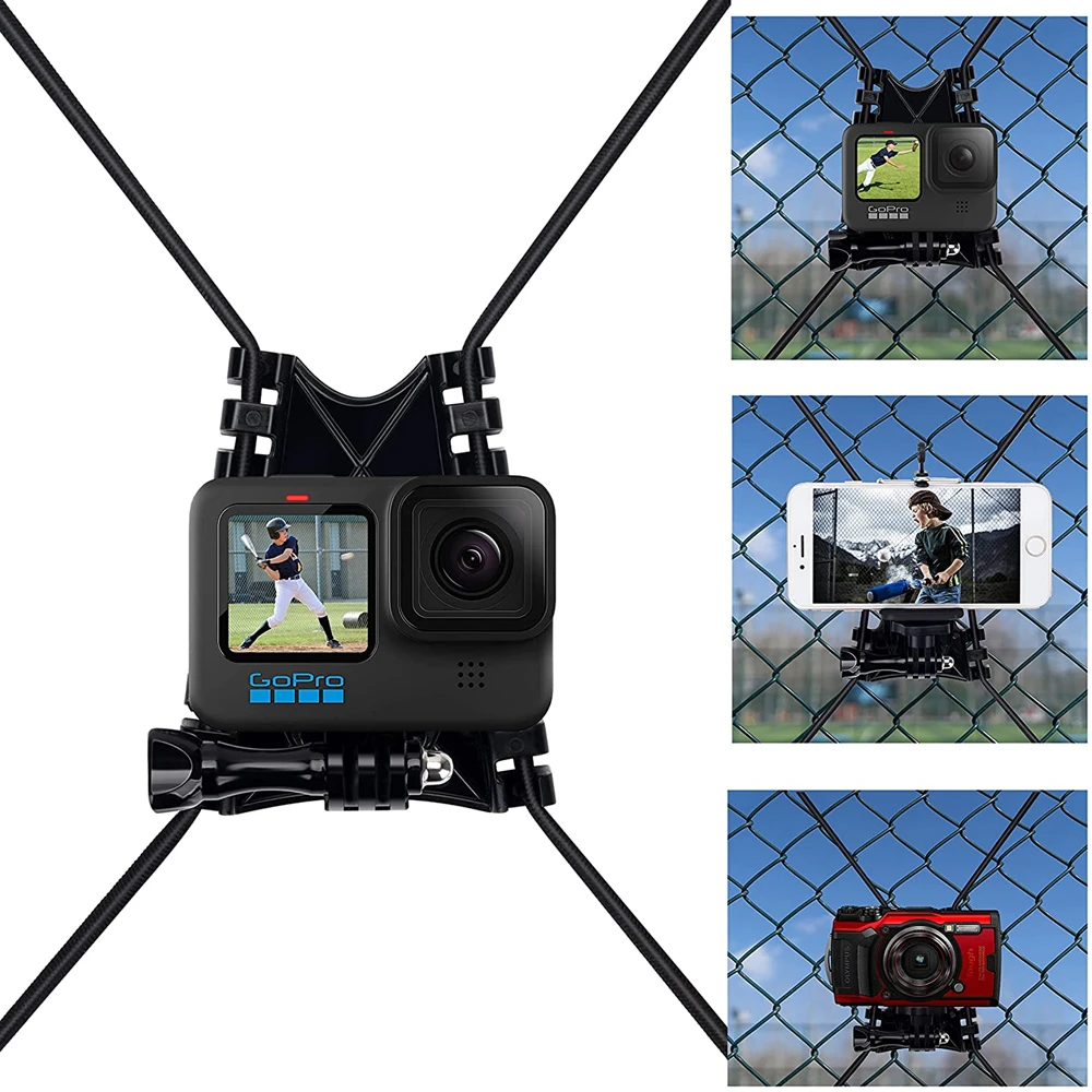 

Chain Link Fence Tree Pole Mount Bracket With Elastic Installation Rope for Gopro Hero 10 9 8 7 DJI Insta360 SJ Action Camera