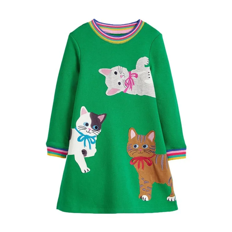 Купи Jumping Meters New Princess Girls Dresses Animals Embroidery Autumn Baby Clothes Long Sleeve Children's Costume Kids Frocks за 515 рублей в магазине AliExpress