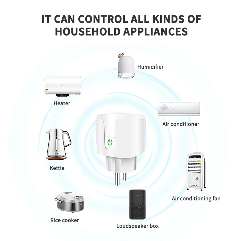 20A Smart Socket WiFi Plug EU Power Monitor Timing Function Tuya Home Outlet Works With Alexa Google Yandex |