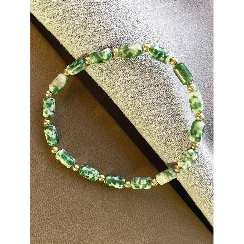 

Real Natural Stone Bracelet Green Stone Bracelets For Women Beads Bracelet Stretch Bracelet Jewelry