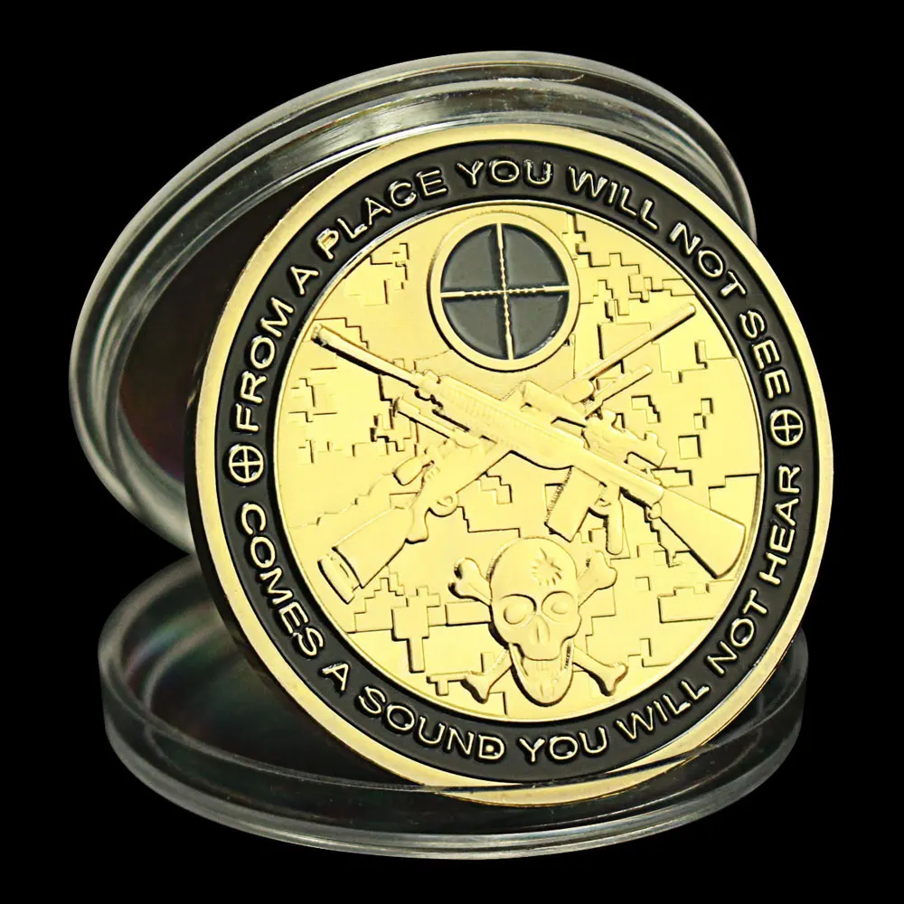 Снайперский сувенир армии США позолоченная монета которую вы можете бежать но