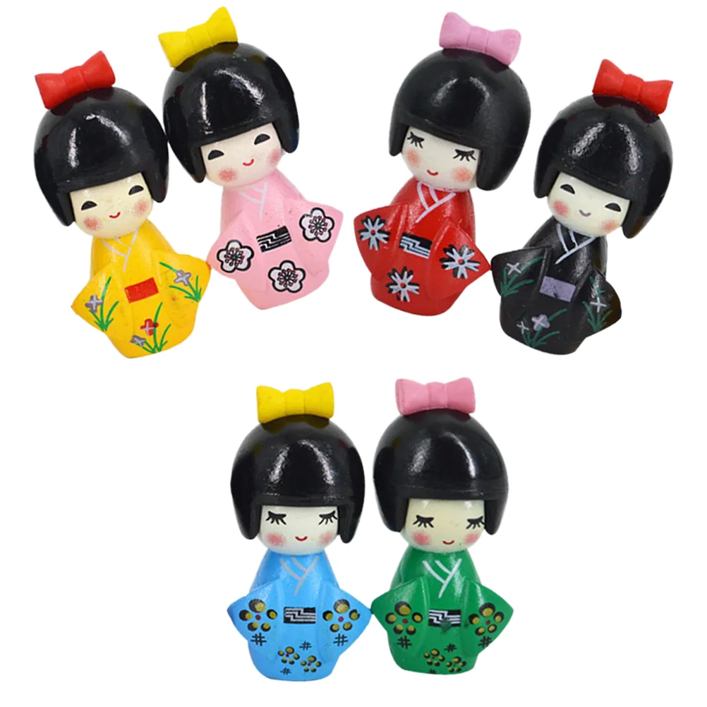 

6 Pcs Kimono Ornaments Japanese Kids Creative Plaything Lovely Toy Bonsai Handicraft PVC