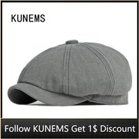 kunems cotton fashion octagon hat for man retro simple berets boina casual newsboy caps solid dad cap unisex gorras hombre