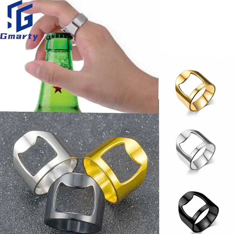 

Corkscrew Titanium Steel Ring Unique Beer Bottles Opener Portable Finger Ring Design Jars Lid Remover Stainless Steel Kitchen