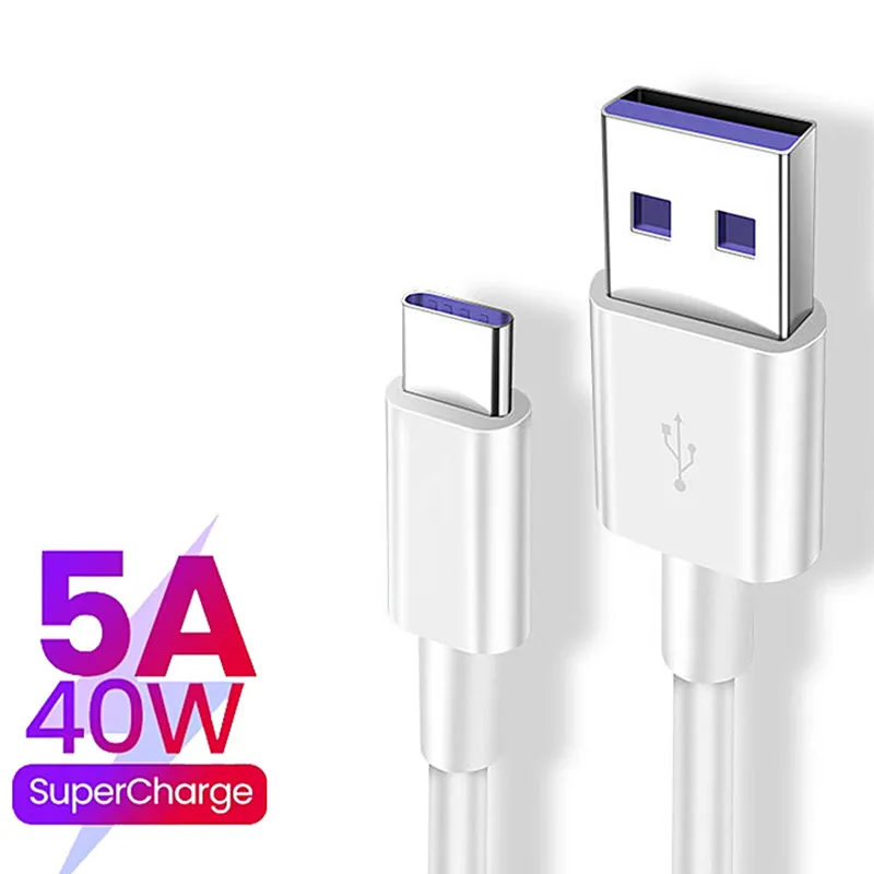 

0.25 1m Super Fast Charge Data Type C 5A USB C Cable For Samsung Huawei P40 Pro Xiaomi TypeC Charger Long Mobile Phone Wire Cord