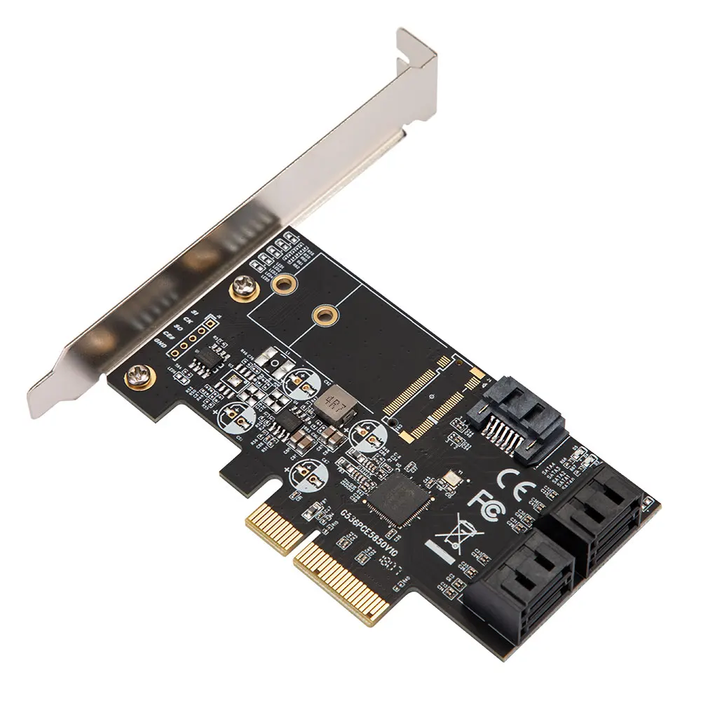 

PCIE3.0 To SATA3.0 Expansion Card 5-port Solid-state Drive Adapter Card JMB585 Chip Free Drive 5 Discs SSD Soft Array