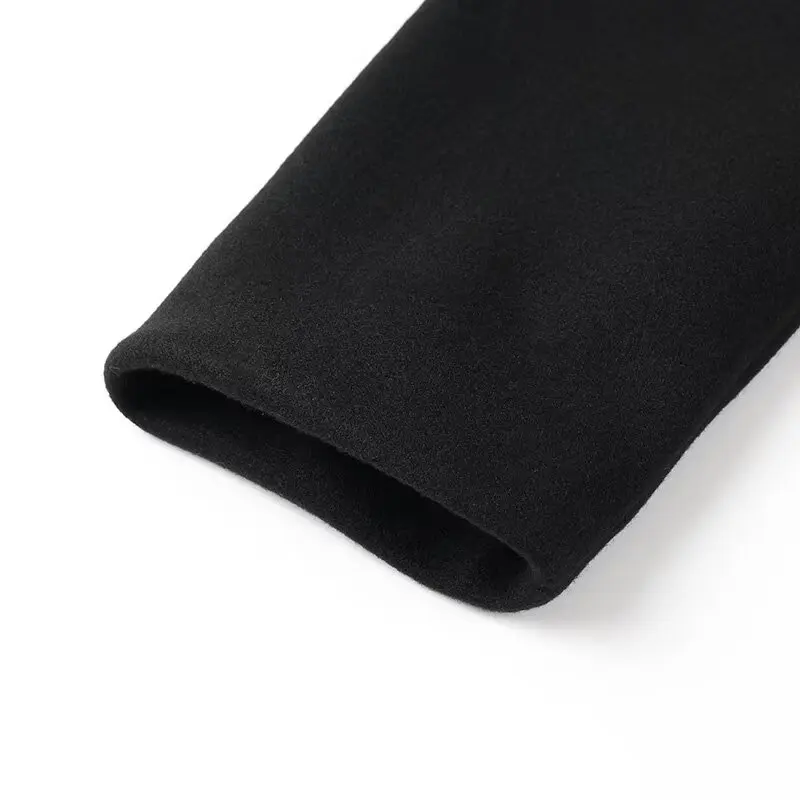 Женская одежда размера плюс повседневная шерстяная куртка двубортное черное