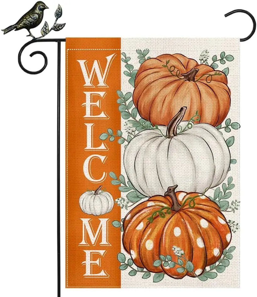GEEORY Осенний садовый флаг 12 5 x 18 дюймов двухсторонний декоративный с тыквой и