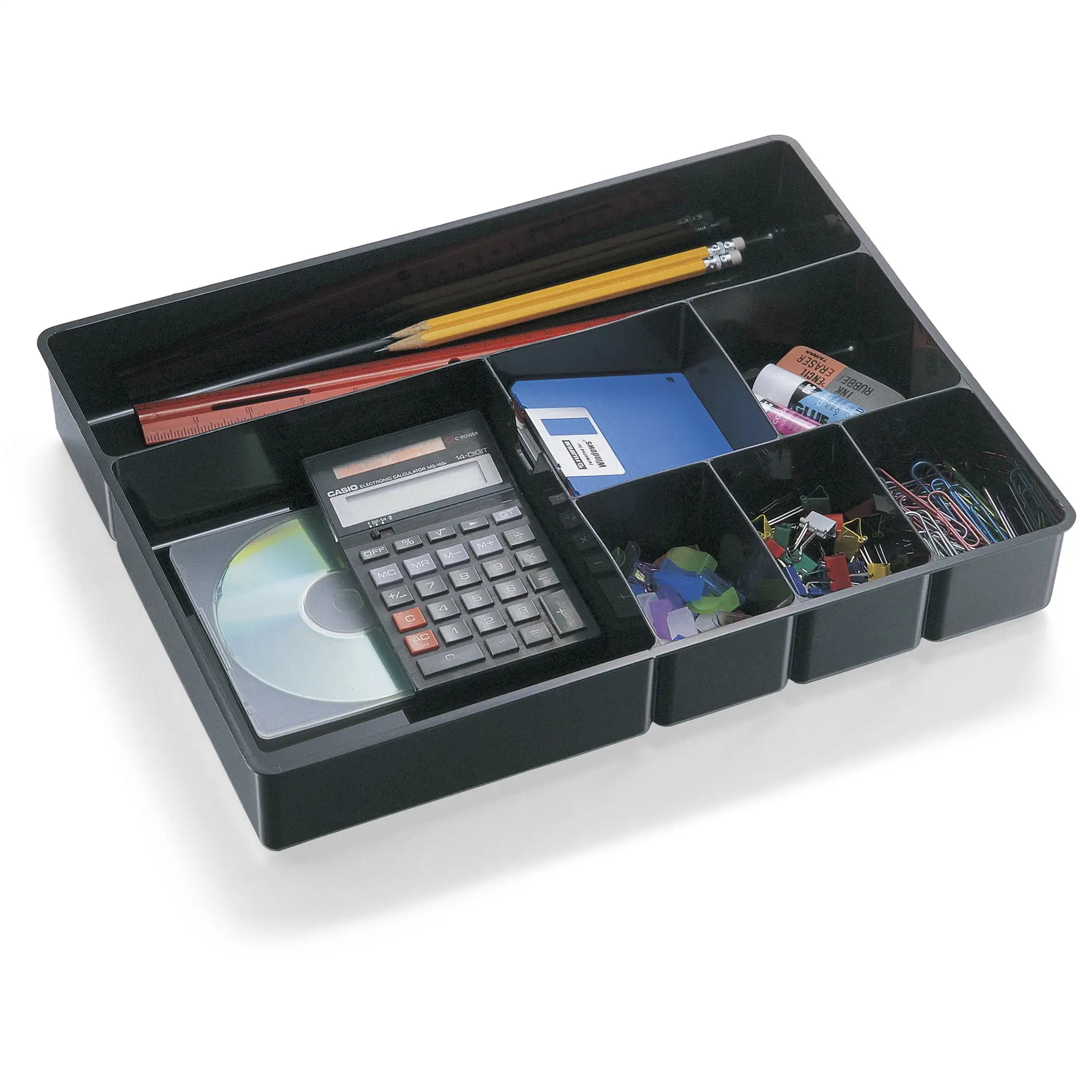 

Deep Drawer Organizer Tray, 8 Compartments, 2 1/4H x 15 1/8W x 11 1/2D, Black