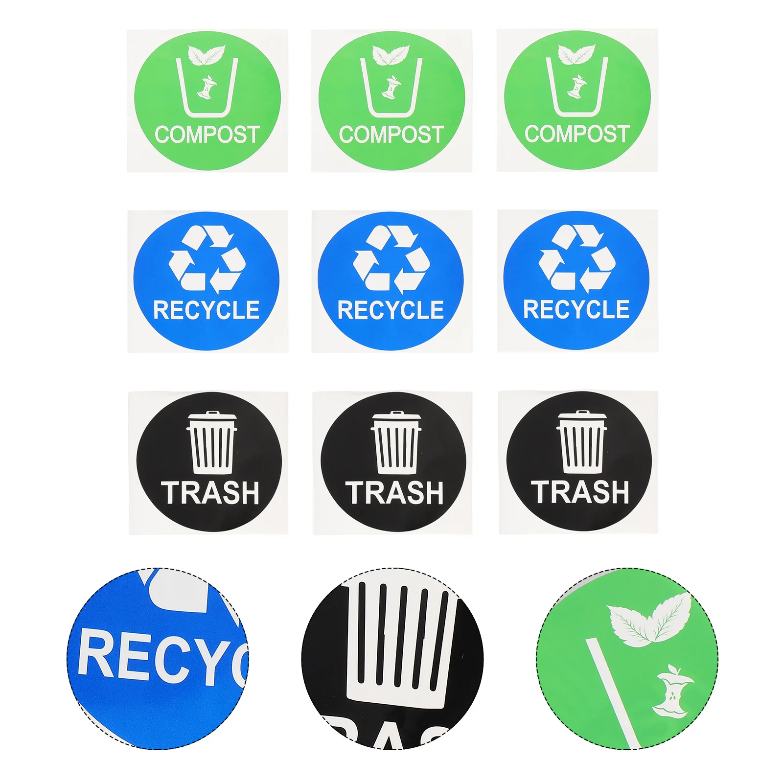 

9pcs Recycling Trash Can Stickers Waterproof Trash Can Classification Stickers