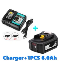 with charger bl1860 rechargeable battery 18v 6000mah lithium ion for makita 18v battery 8ah bl1840 bl1850 bl1830 bl1860b lxt400