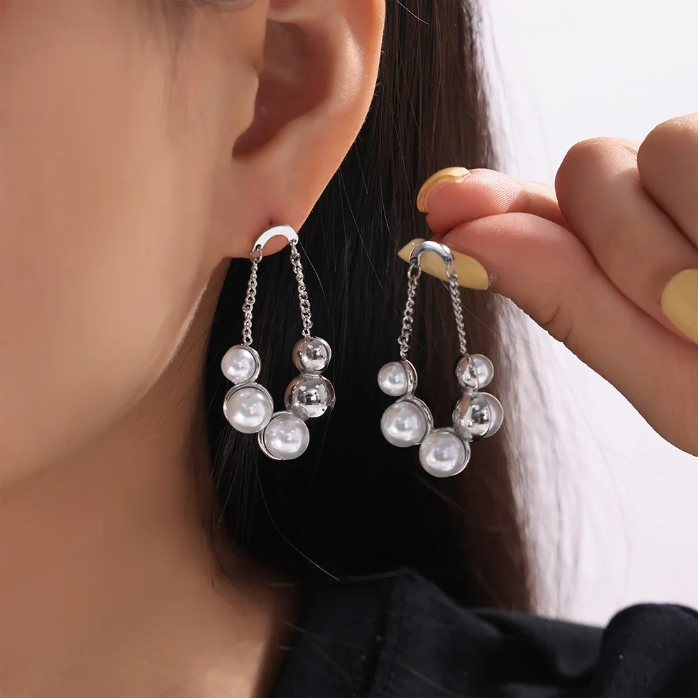 Уникальные круглые серьги для женщин винтажный кулон с жемчугом из нержавеющей