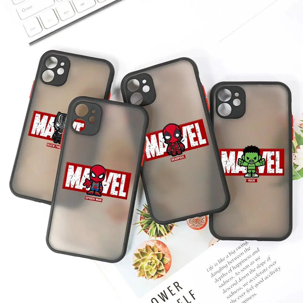 Comics Phone Case For iPhone 16 15 14 13 Pro Max 12 11 SE2020 X XS 7 Plus Funda Marvel Deadpool Spider-Mans Clear Back Cover