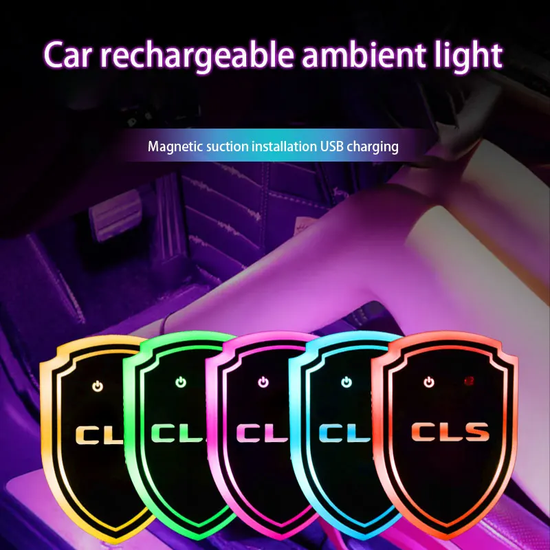

For Mercedes Benz CLS with logo Car stickers car door inside the car Power Moving LED light shield emblem
