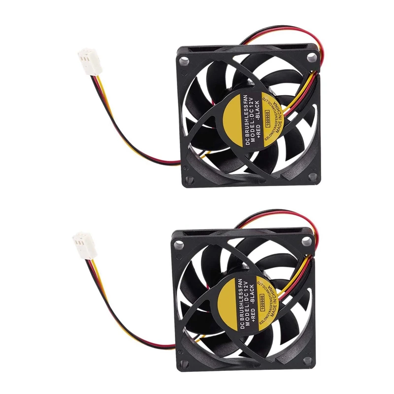 

2Pcs 70X70mm 12V 3-Pin PC Computer Case CPU DC Brushless Cooler Cooling Fan Black