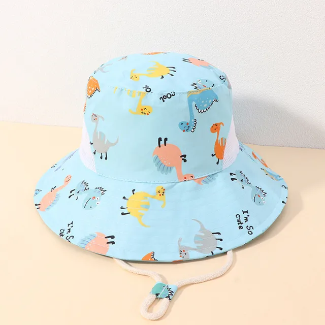 Kids Adjustable Chin Strap Sun Protection Hats Summer Spring Sun Hat Cute Cartoon Outdoor Beach Bucket Cap Aliekspress
