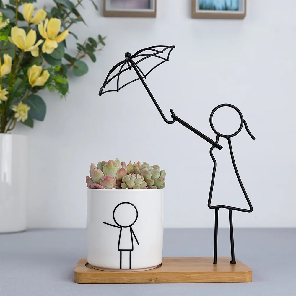 

1 Set Succulent Plant Pot Modern Iron Simple Ceramic Succulent Pot Plant Pot Flowerpot for Home