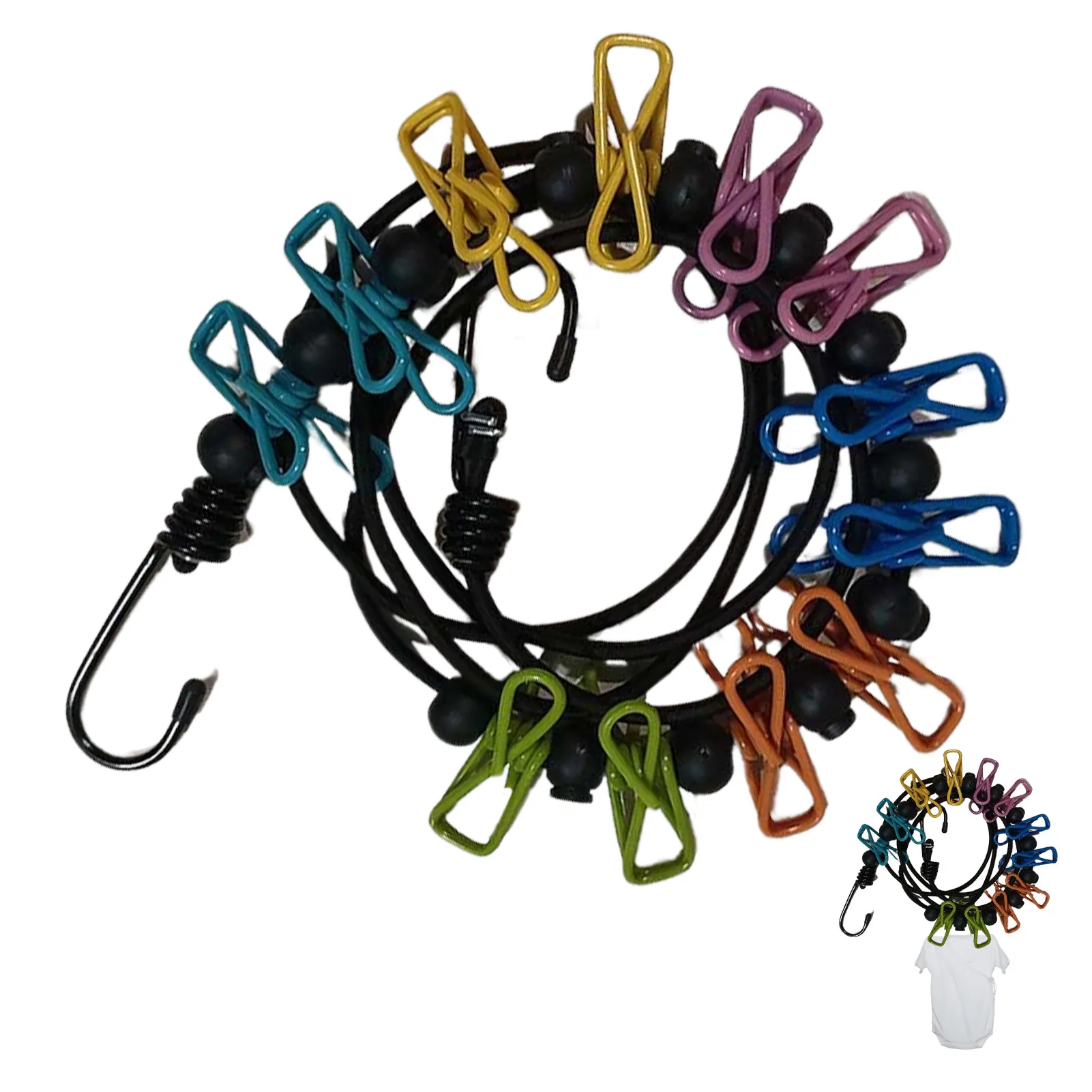

Retractable Travel Clothesline Elastic Clothes Line Rope 12 Clips For Indoor Laundry Drying Line Outdoor Camping RV Road Trip