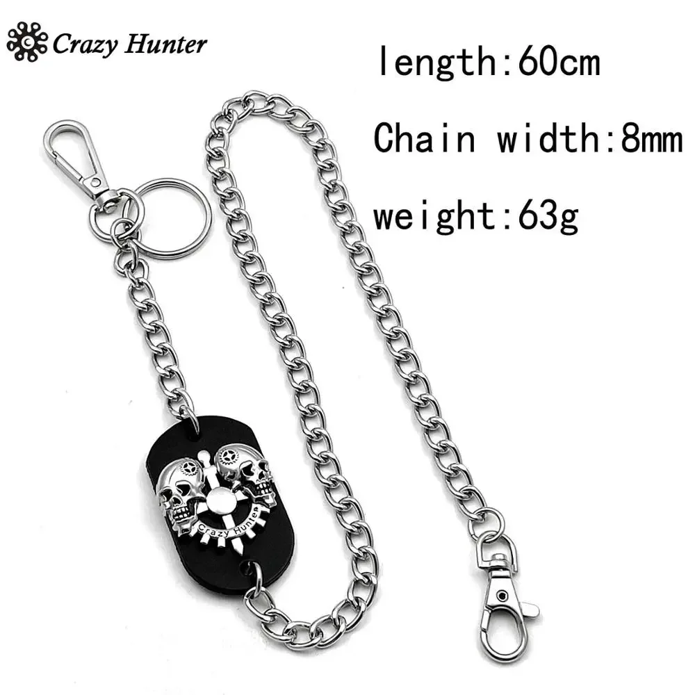 Панк шипованные Череп байкер кожаный бумажник мужские ID карты/Momey клип с цепочкой