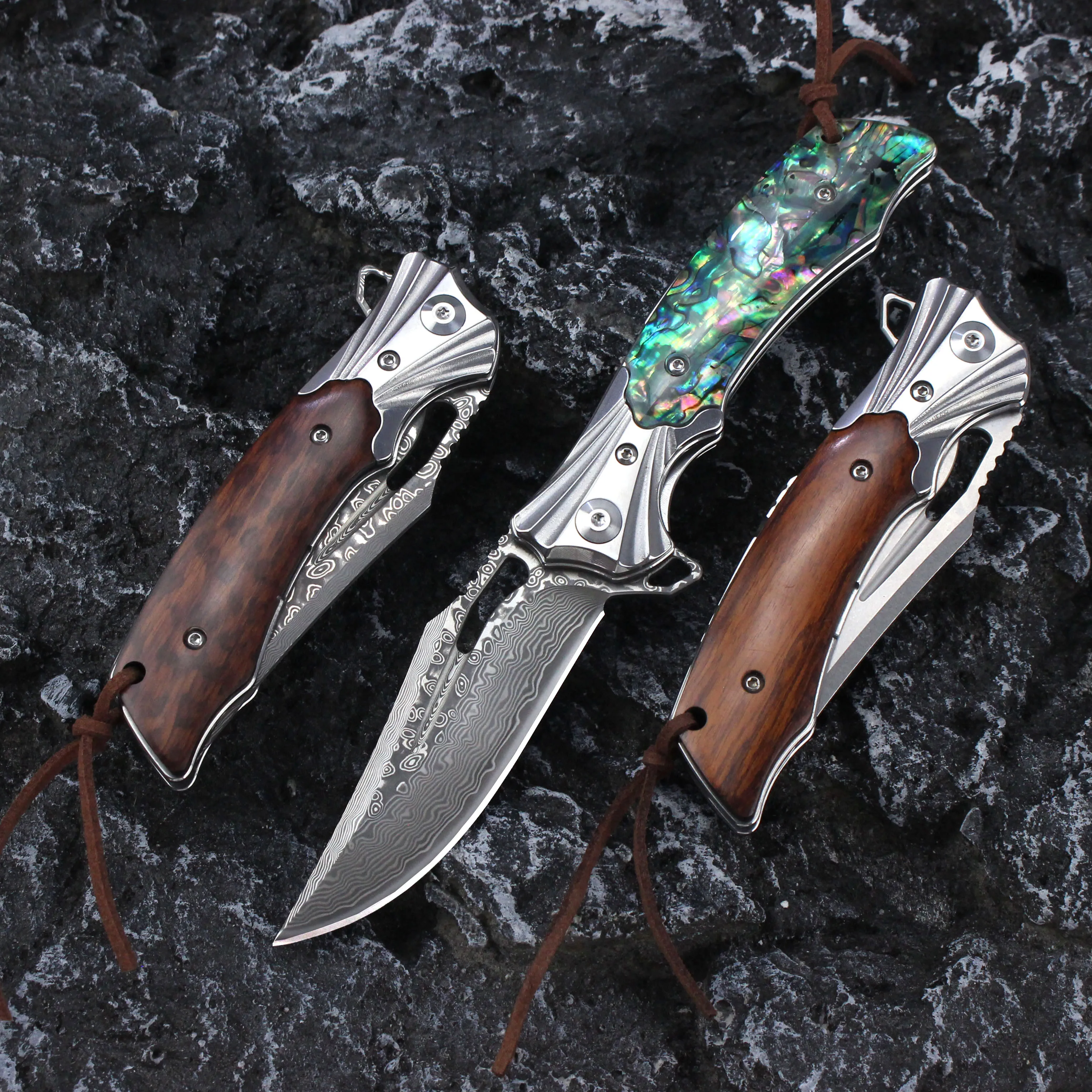 Tunafire Дамасские Ножи VG10 тактический охотничий карманный складной нож с зажимом