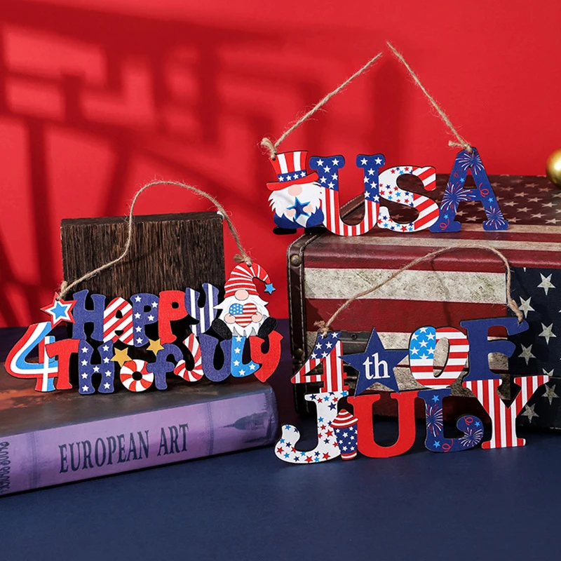 

American Independence Day Wooden Ornaments Happy 4th Of July USA National Day Party Decoration For Home Patriotic Decor Supplies