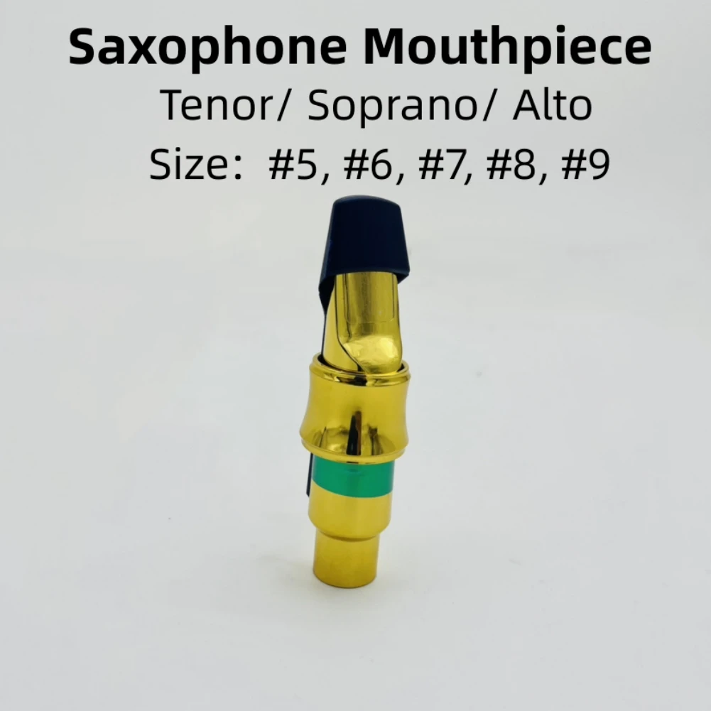 

Saxophone Metal Mouthpiece With Reed Clip For Tenor Soprano Alto Sax Size 56789 Gold Plated Saxophone Accessories Mini Size