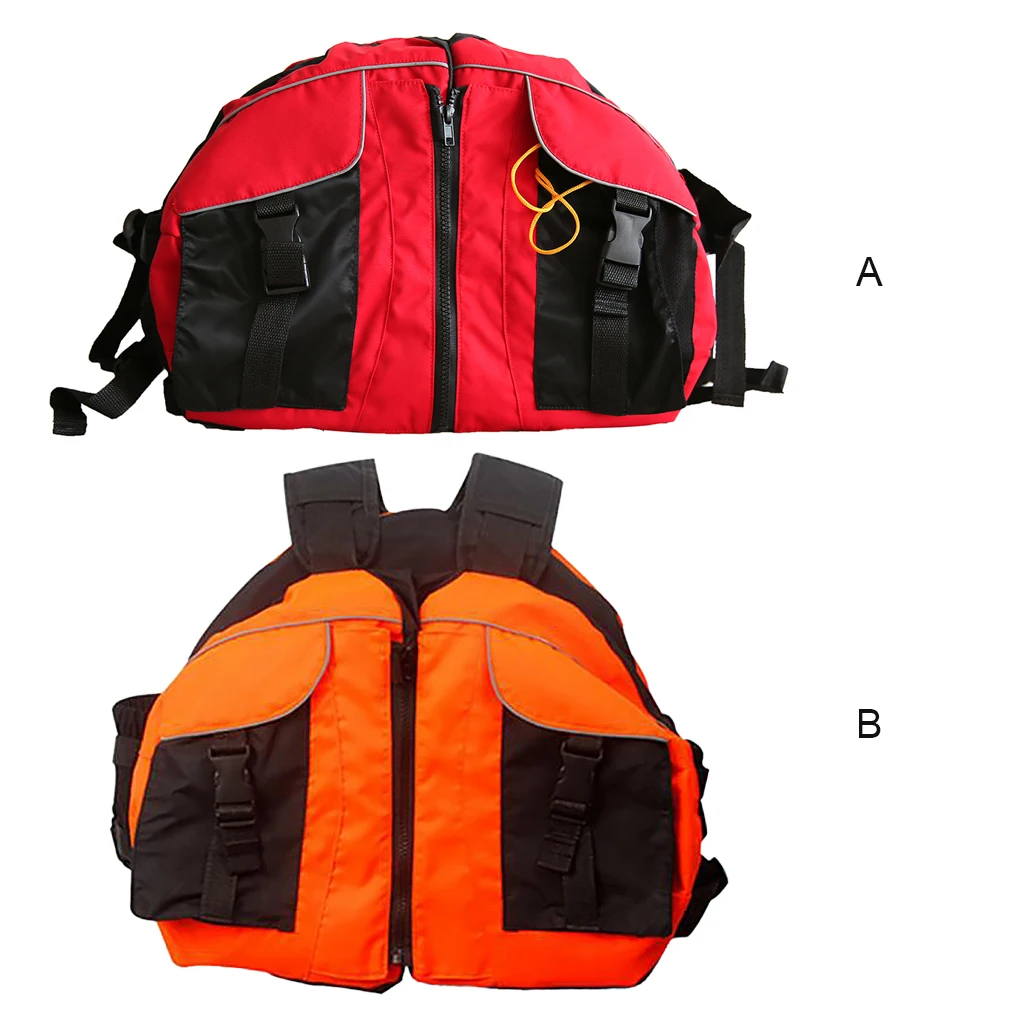 

Kayaking Portable Chest Pockets Life Vest with Reflector Drifting Canoeing Surfing EPE Nylon Jacket Water Sports Supplies Red