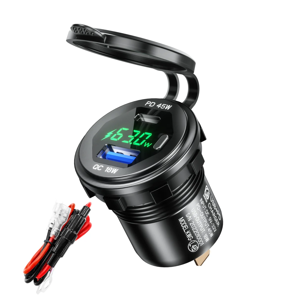 Автомобильное зарядное устройство PD Type-C QC3.0 45 Вт USB 12/24 в быстрая зарядка яркий