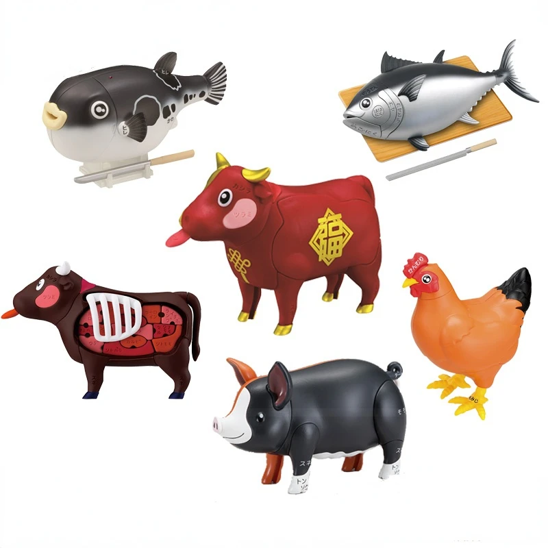 

Megahouse MH 3D animal puzzle pig cow tuna roast chicken [spot] Action Figure Toys model kid Gifts