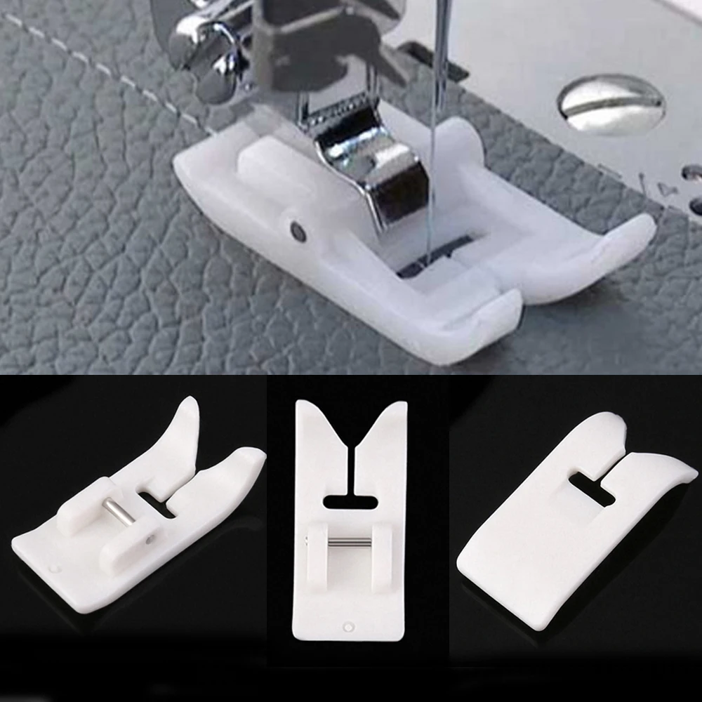

2Pcs/Set Sewing Presser Foot Foot Snap On Plastic White Non Stick DIY Leather Non Slip Sewing Tools Sewing Machine Accessories