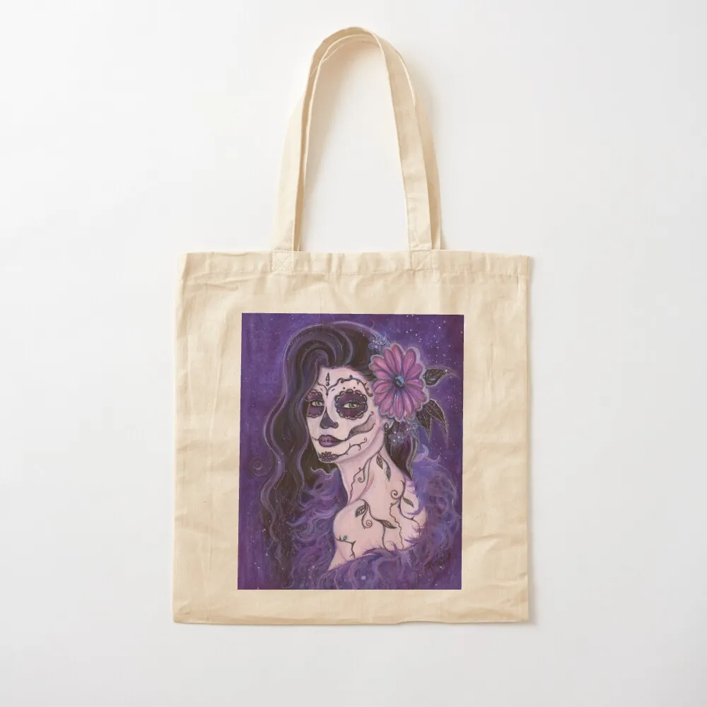 Дейзи фиолетовый день мертвых арт от Renee Lavoie Tote Bag многоразовая сумка для покупок