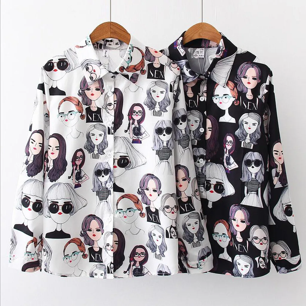 

Women Fashion Long Sleeve Vintage Print Korean Shirt Casual Loose Blouse Womens Mid Sleeve Shirts Farm Life Shirts Women