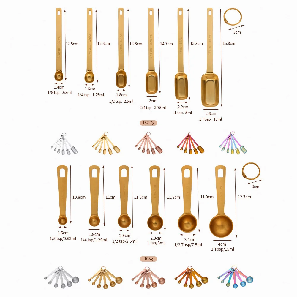 

Kitchen Utensils Stainless Steel 6Pcs Baking Tools Measuring Spoon Set Coffee Cake Baking Measuring Cup Cooking Tools Teaspoon