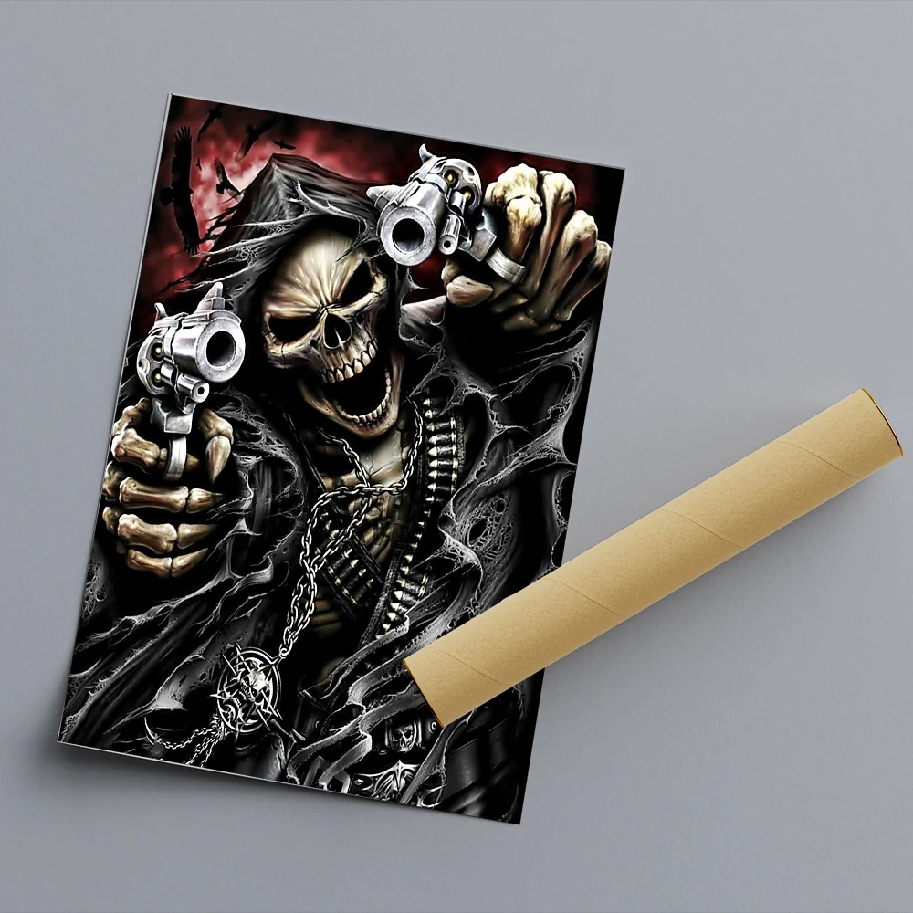 Skull Horror Skeletons G-Ghost Riders Poster Sticky Wall Art Printing Waterproof Home Living Bed Room Garage Bar Aesthetic Decor