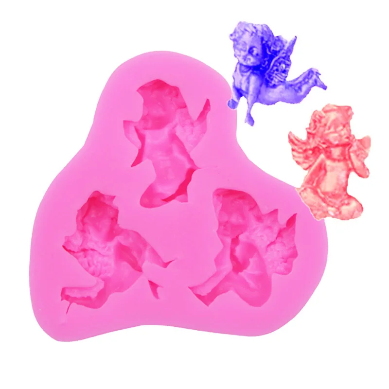 Купи 3D Three Little Baby Boy Angel Silicone Mold Resin Kitchen Baking Tools DIY Cake Decor Chocolate Fondant Pastry Cake Resin Mould за 97 рублей в магазине AliExpress