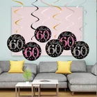 Спиральные подвесные украшения для дня рождения, Декор черного, золотого, серебряного цветов, 6 лампочек, 18, 21, 30, 40, 50, 60, 70, 80 лет