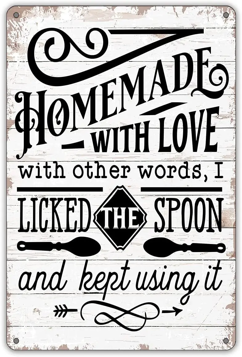 

Funny Kitchen Quote Metal Tin Sign Wall Decor Homemade with Love Sign for Home Kitchen Decor Gifts
