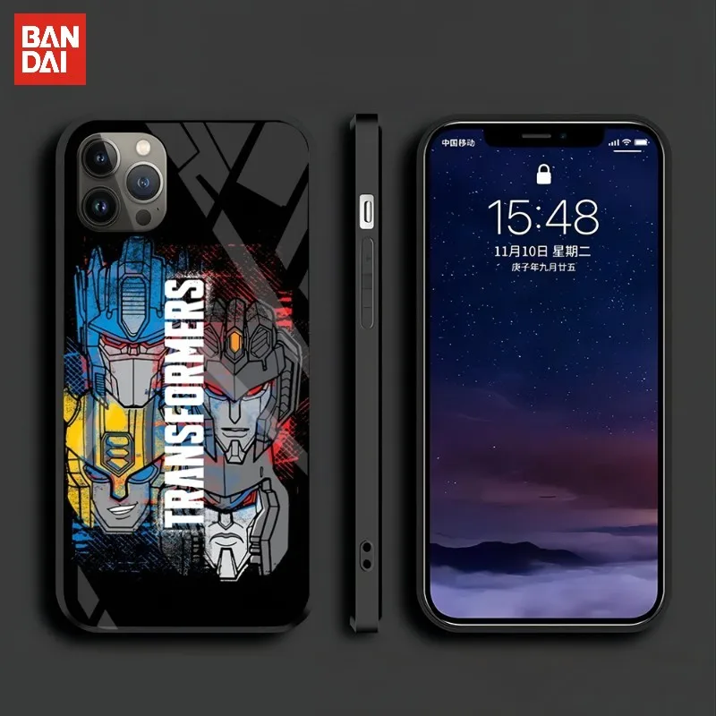 

BANDAI Transformers Phone Case Tempered Glass For IPhone 13 12 Mini 11 Pro Max X XS XR SE 2020 7 8 Plus 6 6S Funda Shell Cover