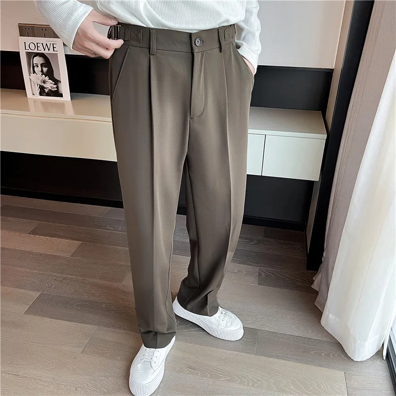 

Straight Office Men Dress Suit Formal Loose Social Pants Mens Fashion Casual M-3XL Trousers Mens Coffee Pants Black Korean Pants
