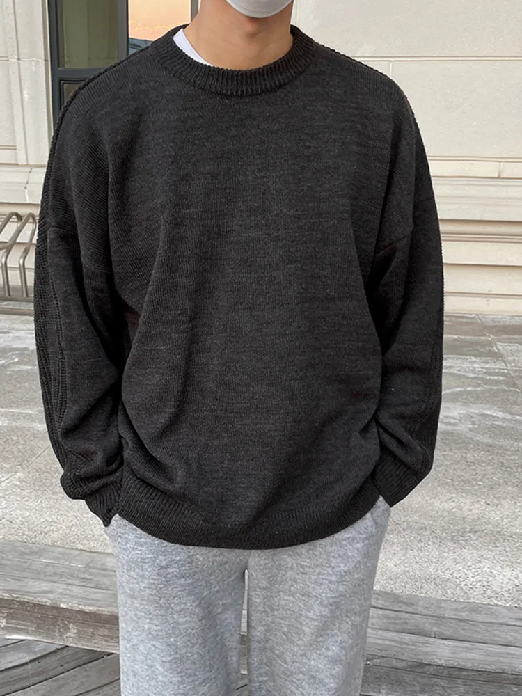 

SYUHGFA Men's Wear 2023 Autumn Winter Round Collar Sweater Loose All-match Korean Streetwear Oversized Kintted Sweater Pullover