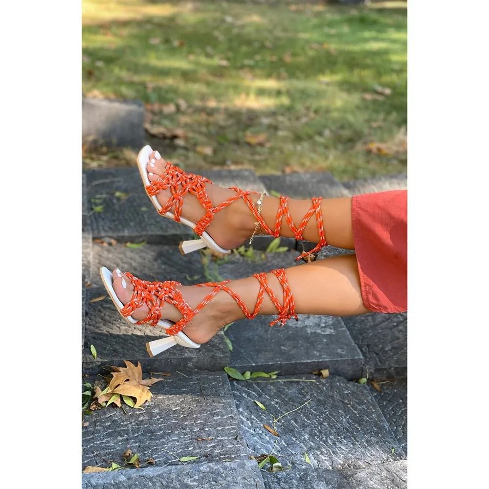 

Dorlie Mista White Orange Bond Detail Women Sandals