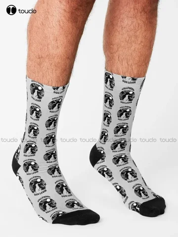 Забавный дизайн для любителей собак на Хэллоуин, дизайнерские носки на Хэллоуин, носки для мальчиков, уличные носки для скейтборда, подарок на заказ, унисекс, искусство для взрослых