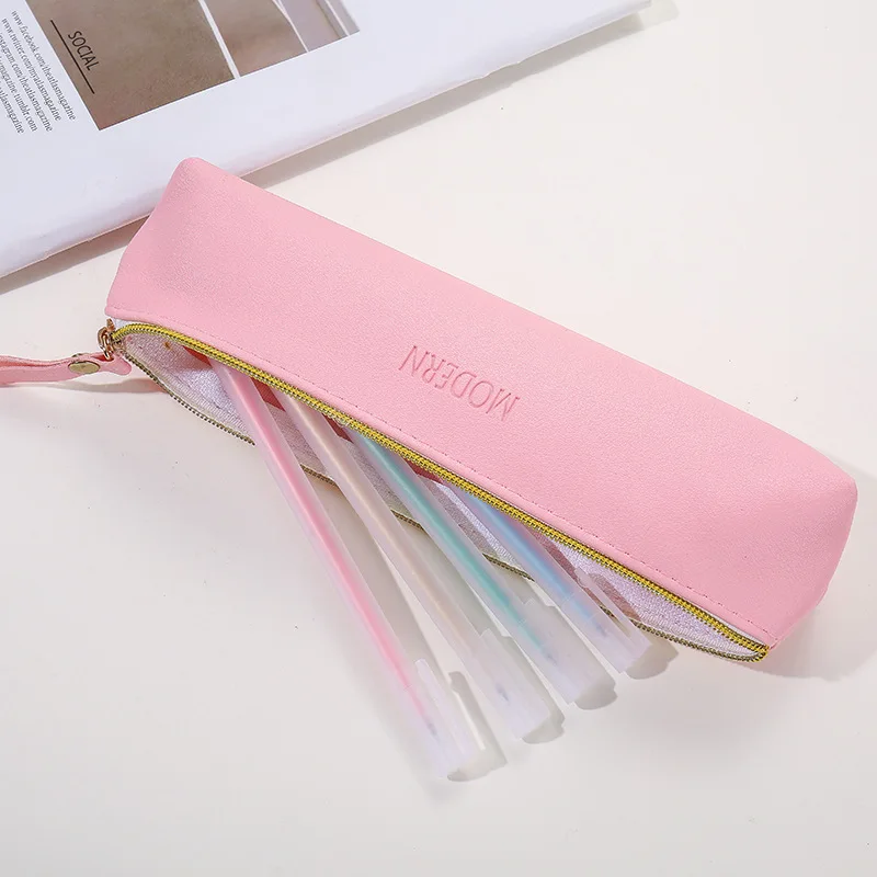 Однотонная сумка для карандашей из ПУ кожи Cortex простая треугольная форма