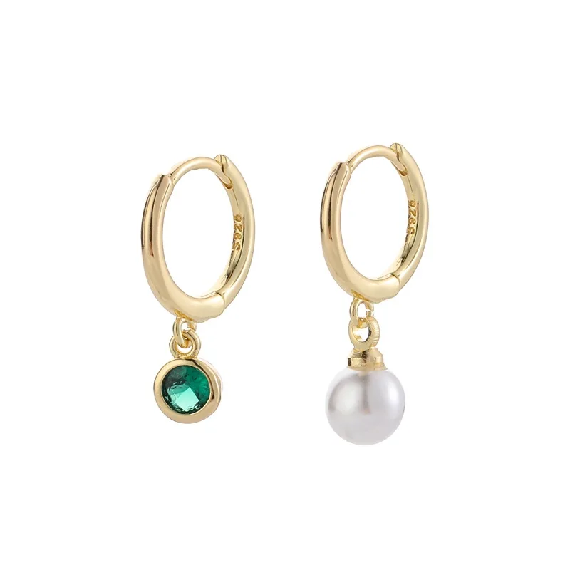 

925 Sterling Silver Green Zircon Hoop Earring for Women Small Hoop Earrings Jewelry Gifts