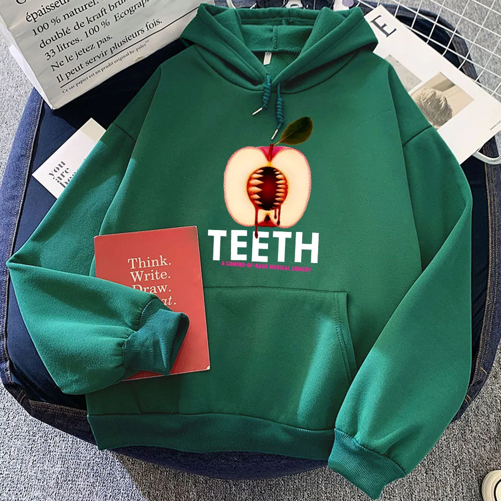 Толстовки с музыкальной комедийной зубами толстовки графическим принтом Apple Moletom